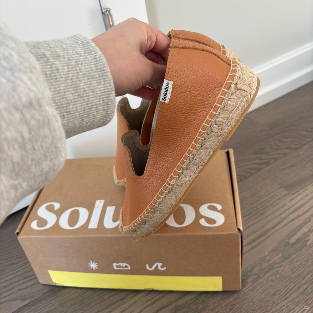 Soludos Women's Tan Leather Espadrilles - Picture 3 of 7